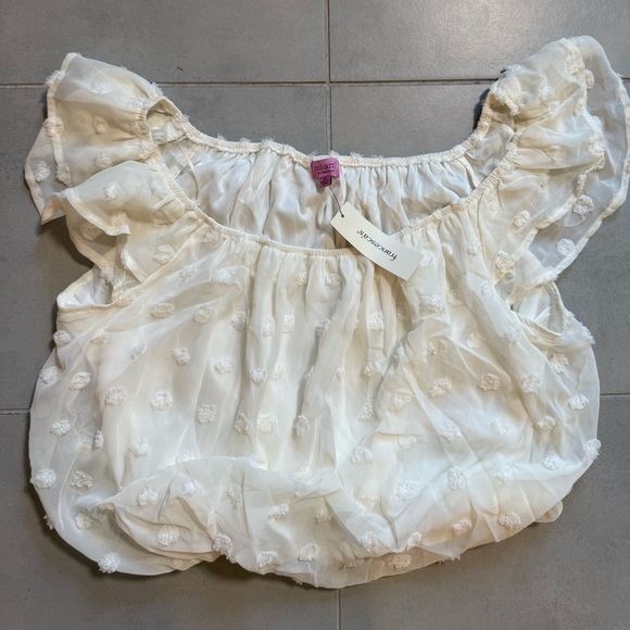 Francesca's Collections White Off Shoulder Ruffled Top - Picture 4 of 7